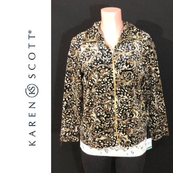 NWT KAREN SCOTT SPORT Velour Track Active Jacket - Picture 1 of 7